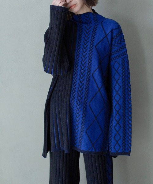 MARECHAL TERRE（マルシャルテル）の「ケーブルニット（ニット/セーター・レディース・パープル/ブルー/ライトグレー/グリーン・MEDIUM）」の11枚目の写真