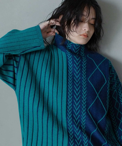 MARECHAL TERRE（マルシャルテル）の「ケーブルニット（ニット/セーター・レディース・パープル/ブルー/ライトグレー/グリーン・MEDIUM）」の21枚目の写真