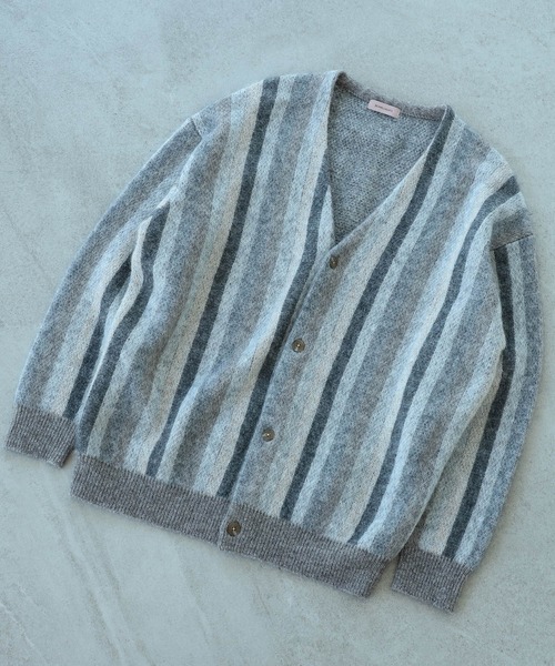 BEAMS LIGHTS（ビームスライツ）の「BEAMS LIGHTS / モヘヤ ストライプ ジャカード カーディガン（カーディガン/ボレロ・メンズ・ブラック/ベージュ/バイオレット/ブラウン系その他2・SMALL/MEDIUM/LARGE）」の14枚目の写真