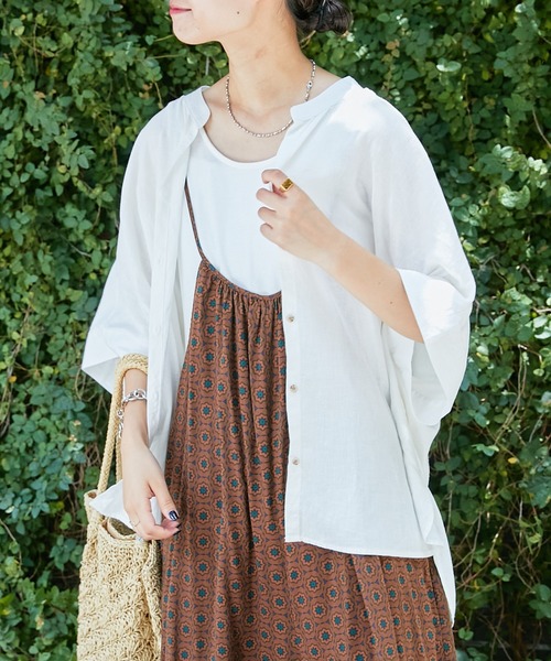 CIAOPANIC TYPY（チャオパニックティピー）の「リネンレーヨンバンドカラードルマンブラウス（シャツ/ブラウス・レディース・ホワイト/ブラック/チャコールグレー/ブルー/ネイビー/ピンク・ONE SIZE）」の7枚目の写真