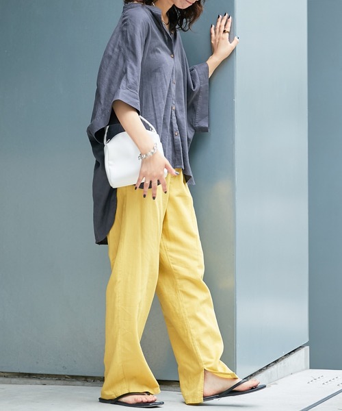 CIAOPANIC TYPY（チャオパニックティピー）の「リネンレーヨンバンドカラードルマンブラウス（シャツ/ブラウス・レディース・ホワイト/ブラック/チャコールグレー/ブルー/ネイビー/ピンク・ONE SIZE）」の18枚目の写真