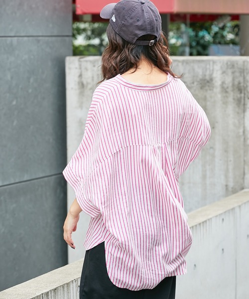 CIAOPANIC TYPY（チャオパニックティピー）の「リネンレーヨンバンドカラードルマンブラウス（シャツ/ブラウス・レディース・ホワイト/ブラック/チャコールグレー/ブルー/ネイビー/ピンク・ONE SIZE）」の21枚目の写真