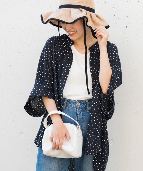 CIAOPANIC TYPY（チャオパニックティピー）の「リネンレーヨンバンドカラードルマンブラウス（シャツ/ブラウス・レディース・ホワイト/ブラック/チャコールグレー/ブルー/ネイビー/ピンク・ONE SIZE）」の8枚目の写真