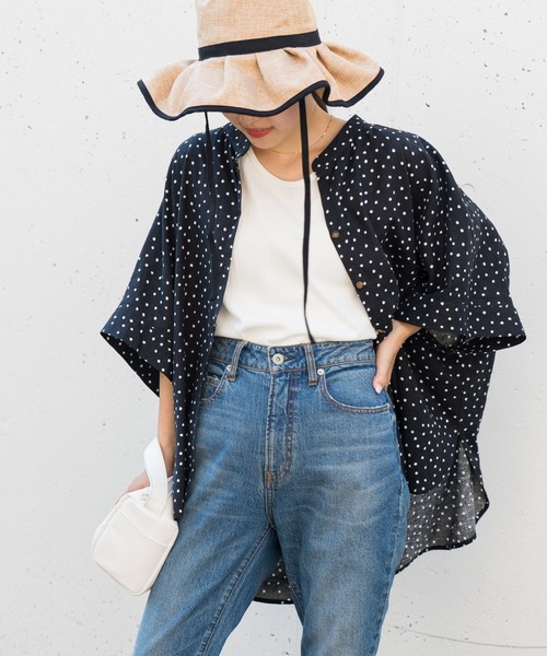 CIAOPANIC TYPY（チャオパニックティピー）の「リネンレーヨンバンドカラードルマンブラウス（シャツ/ブラウス・レディース・ホワイト/ブラック/チャコールグレー/ブルー/ネイビー/ピンク・ONE SIZE）」の16枚目の写真