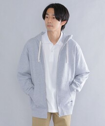 【WEB限定】SHIPS: マイクロ SHIPS 刺繍 ロゴ 裏毛 スウェット ジップ パーカー