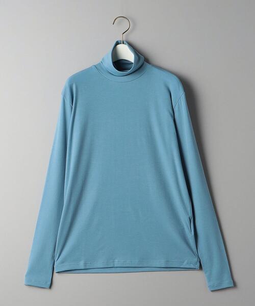 08sircus(ゼロエイトサーカス)の「<08sircus>ジャージー ハイネック ロングスリーブ -ウォッシャブル-(Tシャツ/カットソー・レディース・ライトブルー/ブラック・1)」の2枚目の写真