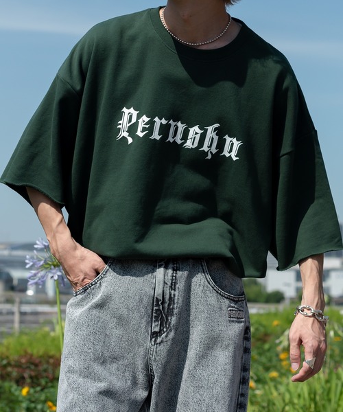 Perushu(ペルーシュ)の「サマー裏毛Tシャツ(セットアップで着用可)(Tシャツ/カットソー・メンズ・ライトグレー/ブラック/グリーン・MEDIUM/LARGE)」の8枚目の写真