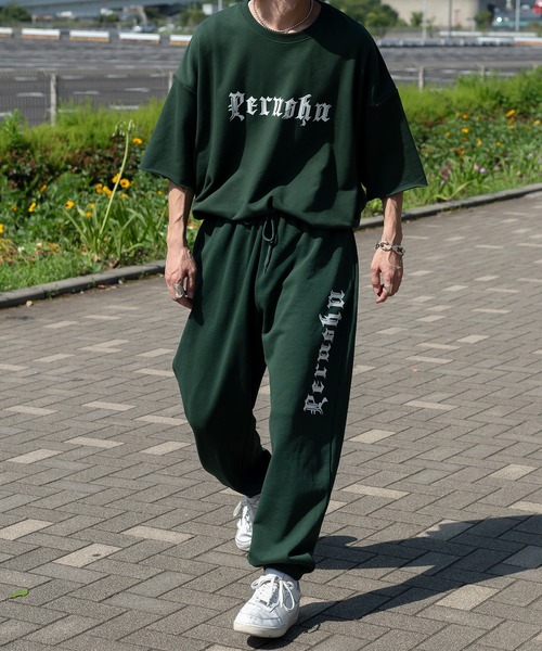 Perushu(ペルーシュ)の「サマー裏毛Tシャツ(セットアップで着用可)(Tシャツ/カットソー・メンズ・ライトグレー/ブラック/グリーン・MEDIUM/LARGE)」の7枚目の写真