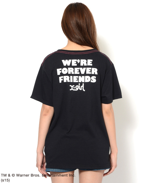 X-girl（エックスガール）の「【mini7月号掲載】THE GOONIES S/S BIG TEE（Tシャツ/カットソー・レディース・ホワイト/ブラック・ONE SIZE）」の3枚目の写真