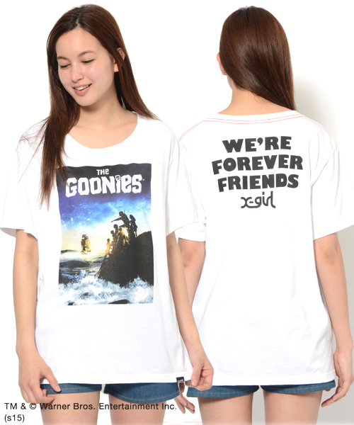 X-girl（エックスガール）の「【mini7月号掲載】THE GOONIES S/S BIG TEE（Tシャツ/カットソー・レディース・ホワイト/ブラック・ONE SIZE）」の10枚目の写真