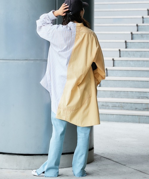 etsinta（エシンタ）の「【etsinta/エシンタ】リメイクオーバーシャツ（シャツ/ブラウス・レディース・ネイビー/ピンク/ブラウン/グリーン/パープル・ONE SIZE）」の14枚目の写真