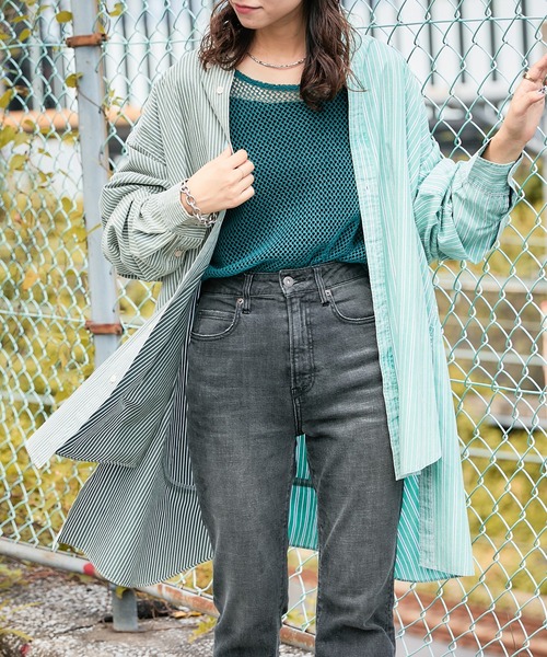 etsinta（エシンタ）の「【etsinta/エシンタ】リメイクオーバーシャツ（シャツ/ブラウス・レディース・ネイビー/ピンク/ブラウン/グリーン/パープル・ONE SIZE）」の17枚目の写真