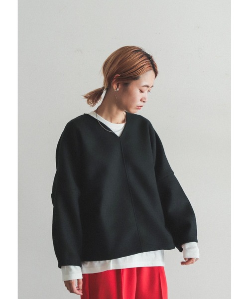 FIL DE FER（フィルデフェール）の「ブークレニードルパンチ　ドルマンカットソー（Tシャツ/カットソー・レディース・グレー/ブラック・FREE）」の1枚目の写真