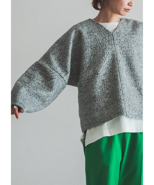 FIL DE FER（フィルデフェール）の「ブークレニードルパンチ　ドルマンカットソー（Tシャツ/カットソー・レディース・グレー/ブラック・FREE）」の7枚目の写真
