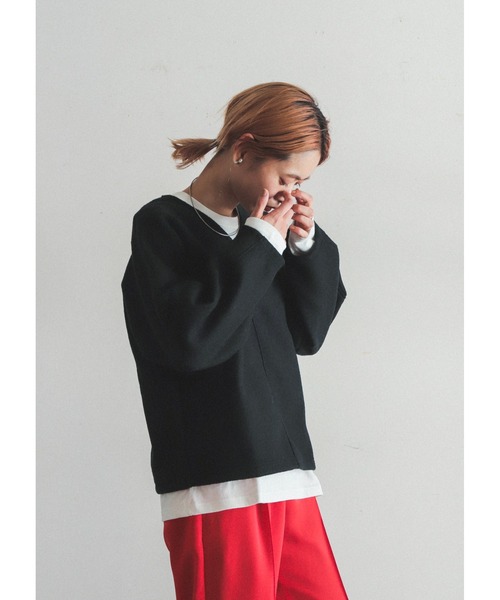 FIL DE FER（フィルデフェール）の「ブークレニードルパンチ　ドルマンカットソー（Tシャツ/カットソー・レディース・グレー/ブラック・FREE）」の16枚目の写真