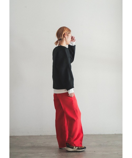 FIL DE FER（フィルデフェール）の「ブークレニードルパンチ　ドルマンカットソー（Tシャツ/カットソー・レディース・グレー/ブラック・FREE）」の17枚目の写真