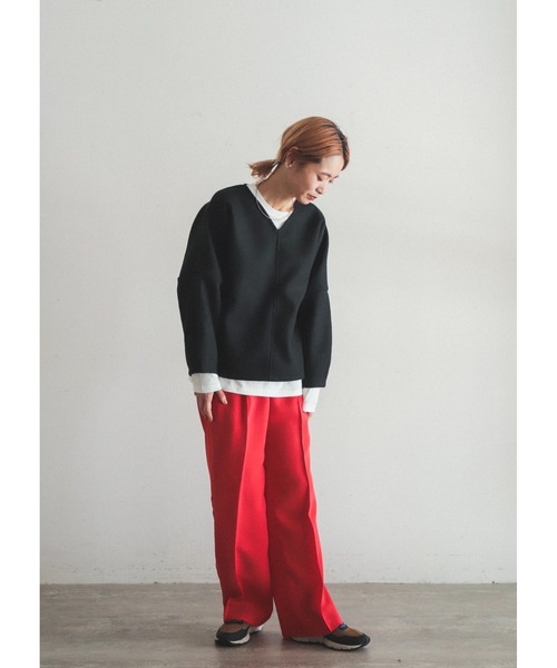 FIL DE FER（フィルデフェール）の「ブークレニードルパンチ　ドルマンカットソー（Tシャツ/カットソー・レディース・グレー/ブラック・FREE）」の19枚目の写真