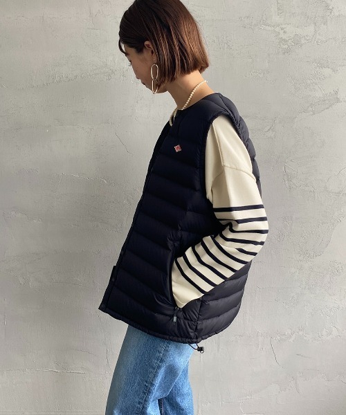 DANTON（ダントン）の「[DANTON/ダントン] クルーネック インナーダウンベスト（ダウンベスト・レディース・ブラック・S/M/L）」の4枚目の写真