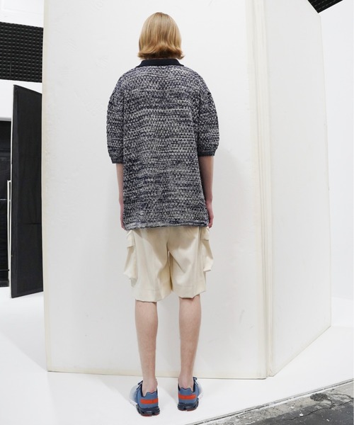 UNDECORATED(アンデコレイテッド)の「UNDECORATED アンデコレイテッド / Cotton Melange Knit Skipper Top コットンメランジ オーバーサイズニットスキッパー ニットポロ / UDS23801(ポロシャツ・メンズ・レッド/ブルー・1/3)」の4枚目の写真