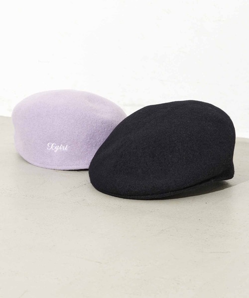 X-girl（エックスガール）の「HUNTING CAP（ハンチング/ベレー帽・レディース・ブラック/ホワイト/ライトパープル・ONE SIZE）」の8枚目の写真