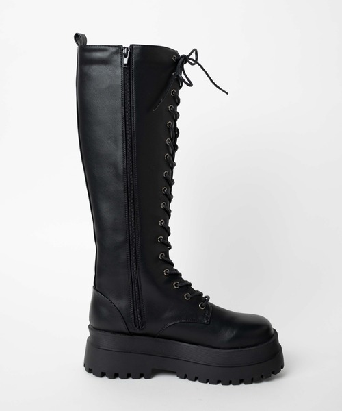 WEGO(ウィゴー)の「★WEGO/レースアップロングブーツ(ブーツ・レディース・ブラック・MEDIUM/LARGE)」の8枚目の写真