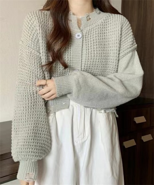 FREE STYLISTS(フリー スタイリスト)の「ダメージ加工ニットカーディガン(カーディガン/ボレロ・レディース・ブラック/グレー/ホワイト/ベージュ・FREE)」の15枚目の写真