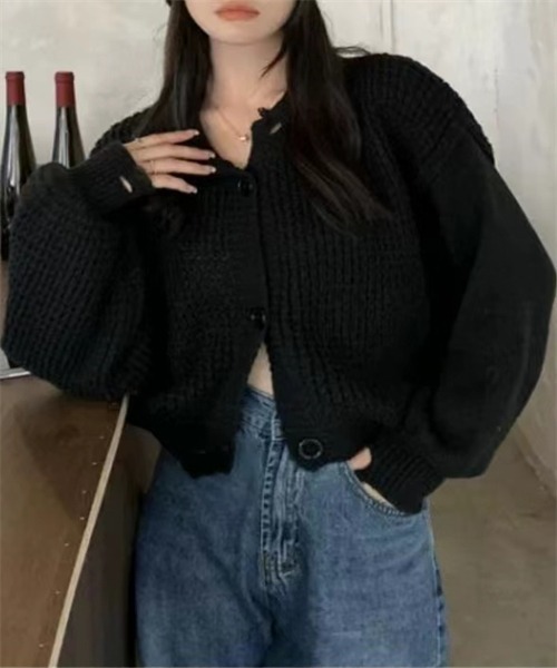FREE STYLISTS(フリー スタイリスト)の「ダメージ加工ニットカーディガン(カーディガン/ボレロ・レディース・ブラック/グレー/ホワイト/ベージュ・FREE)」の11枚目の写真
