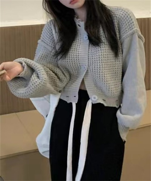 FREE STYLISTS(フリー スタイリスト)の「ダメージ加工ニットカーディガン(カーディガン/ボレロ・レディース・ブラック/グレー/ホワイト/ベージュ・FREE)」の20枚目の写真