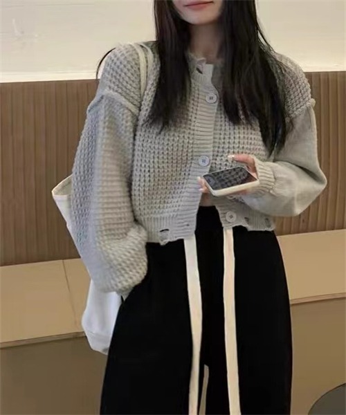 FREE STYLISTS(フリー スタイリスト)の「ダメージ加工ニットカーディガン(カーディガン/ボレロ・レディース・ブラック/グレー/ホワイト/ベージュ・FREE)」の18枚目の写真
