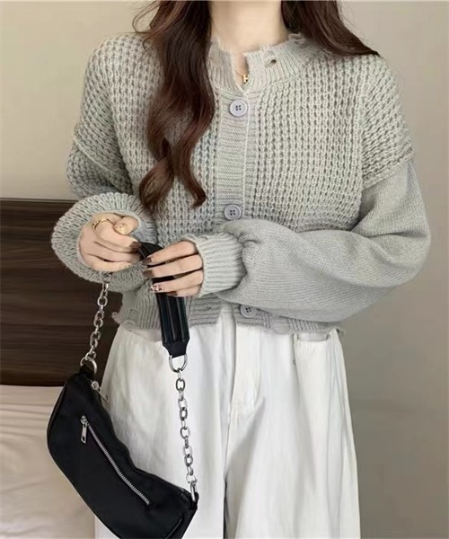 FREE STYLISTS(フリー スタイリスト)の「ダメージ加工ニットカーディガン(カーディガン/ボレロ・レディース・ブラック/グレー/ホワイト/ベージュ・FREE)」の16枚目の写真