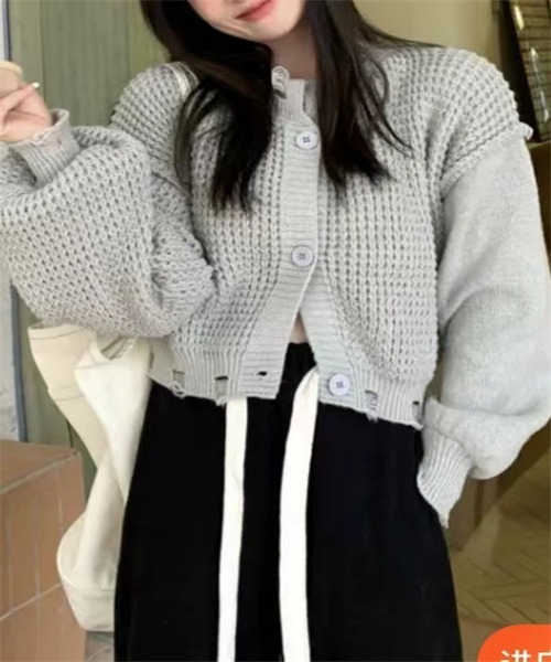 FREE STYLISTS(フリー スタイリスト)の「ダメージ加工ニットカーディガン(カーディガン/ボレロ・レディース・ブラック/グレー/ホワイト/ベージュ・FREE)」の21枚目の写真