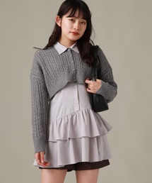ミニケーブルカーデ+チュニックワンピース