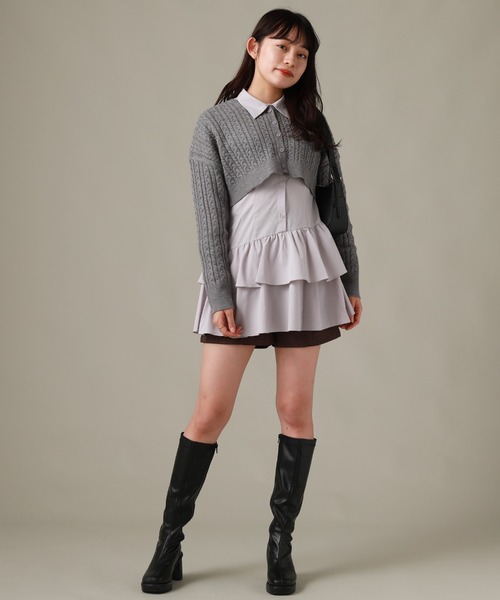 Cheek（チーク）の「ミニケーブルカーデ＋チュニックワンピース（チュニック・レディース・ブラウン/ブラック/グレー・MEDIUM）」の5枚目の写真