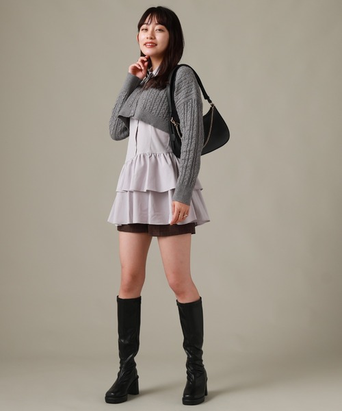 Cheek（チーク）の「ミニケーブルカーデ＋チュニックワンピース（チュニック・レディース・ブラウン/ブラック/グレー・MEDIUM）」の6枚目の写真