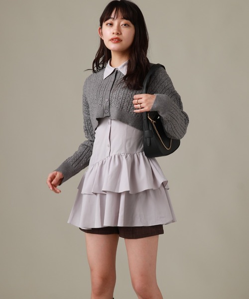 Cheek（チーク）の「ミニケーブルカーデ＋チュニックワンピース（チュニック・レディース・ブラウン/ブラック/グレー・MEDIUM）」の7枚目の写真