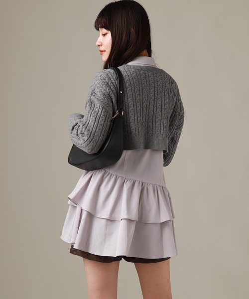 Cheek（チーク）の「ミニケーブルカーデ＋チュニックワンピース（チュニック・レディース・ブラウン/ブラック/グレー・MEDIUM）」の10枚目の写真