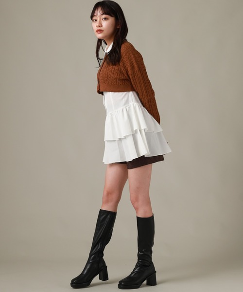 Cheek（チーク）の「ミニケーブルカーデ＋チュニックワンピース（チュニック・レディース・ブラウン/ブラック/グレー・MEDIUM）」の11枚目の写真