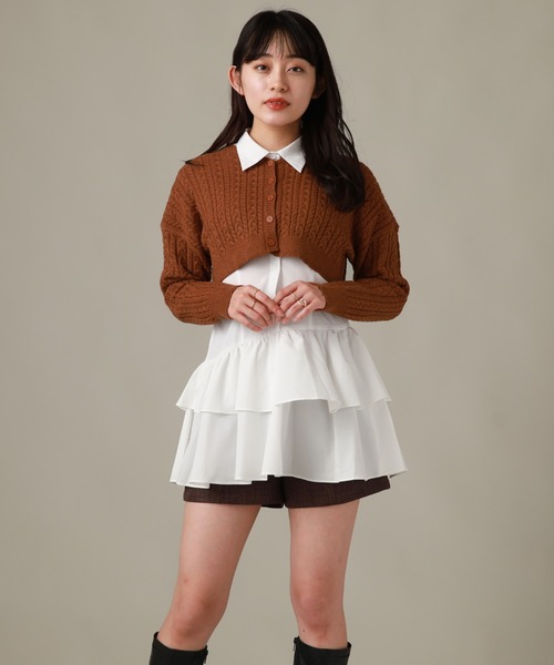 Cheek（チーク）の「ミニケーブルカーデ＋チュニックワンピース（チュニック・レディース・ブラウン/ブラック/グレー・MEDIUM）」の14枚目の写真