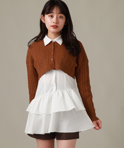 Cheek（チーク）の「ミニケーブルカーデ＋チュニックワンピース（チュニック・レディース・ブラウン/ブラック/グレー・MEDIUM）」の15枚目の写真