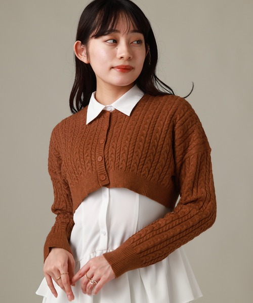 Cheek（チーク）の「ミニケーブルカーデ＋チュニックワンピース（チュニック・レディース・ブラウン/ブラック/グレー・MEDIUM）」の17枚目の写真