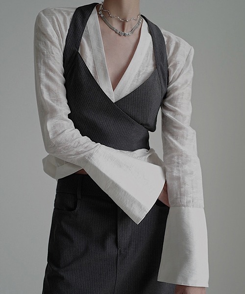 【極美品】エンフォルド　ストレッチダブルクロスロングベストレイヤード　22AW 22AWバイイング最新情報「ENFOLD (エンフォルド)」