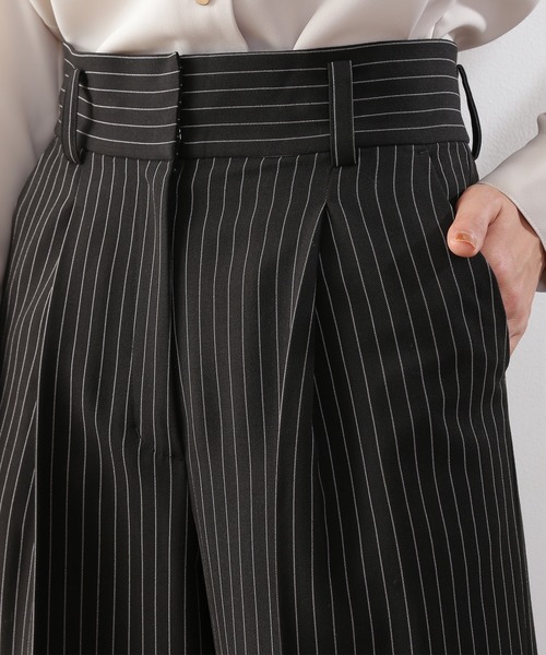 N.（N. Natural Beauty Basic）（エヌエヌナチュラルビューティーベーシック）の「【S Size Line】◆センタープレスタックワイドパンツ（スラックス・レディース・ストライプ/グレー・SMALL/MEDIUM）」の12枚目の写真