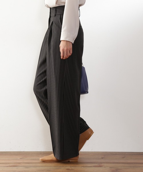 N.（N. Natural Beauty Basic）（エヌエヌナチュラルビューティーベーシック）の「【S Size Line】◆センタープレスタックワイドパンツ（スラックス・レディース・ストライプ/グレー・SMALL/MEDIUM）」の10枚目の写真
