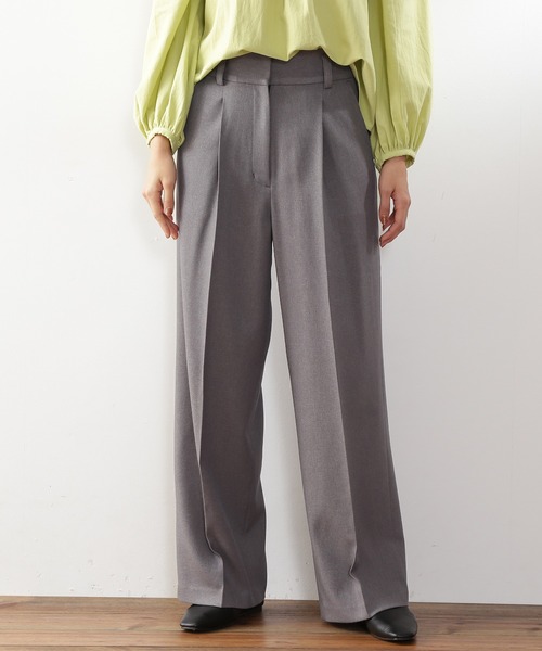 N.（N. Natural Beauty Basic）（エヌエヌナチュラルビューティーベーシック）の「【S Size Line】◆センタープレスタックワイドパンツ（スラックス・レディース・ストライプ/グレー・SMALL/MEDIUM）」の3枚目の写真