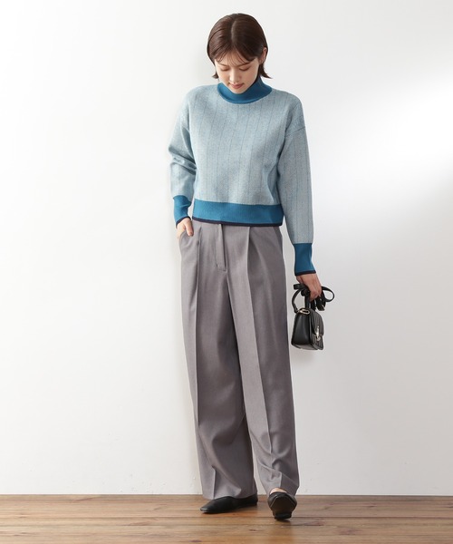 N.（N. Natural Beauty Basic）（エヌエヌナチュラルビューティーベーシック）の「【S Size Line】◆センタープレスタックワイドパンツ（スラックス・レディース・ストライプ/グレー・SMALL/MEDIUM）」の4枚目の写真