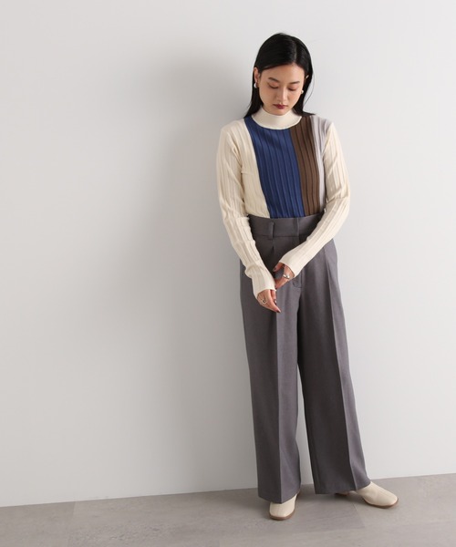 N.（N. Natural Beauty Basic）（エヌエヌナチュラルビューティーベーシック）の「【S Size Line】◆センタープレスタックワイドパンツ（スラックス・レディース・ストライプ/グレー・SMALL/MEDIUM）」の17枚目の写真