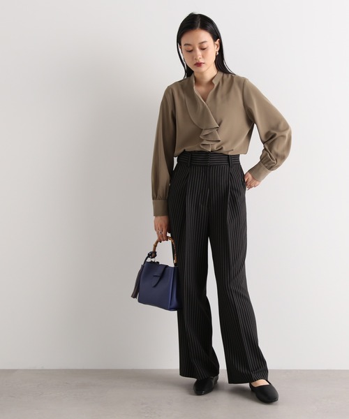 N.（N. Natural Beauty Basic）（エヌエヌナチュラルビューティーベーシック）の「【S Size Line】◆センタープレスタックワイドパンツ（スラックス・レディース・ストライプ/グレー・SMALL/MEDIUM）」の18枚目の写真