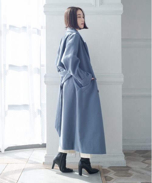 StyleSea（スタイルシー）の「ニットモッサトレンチコート（トレンチコート・レディース・パープル/アイボリー/ブラック/ブルー・MEDIUM）」の4枚目の写真