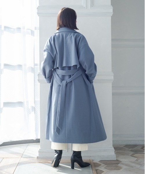 StyleSea（スタイルシー）の「ニットモッサトレンチコート（トレンチコート・レディース・パープル/アイボリー/ブラック/ブルー・MEDIUM）」の12枚目の写真