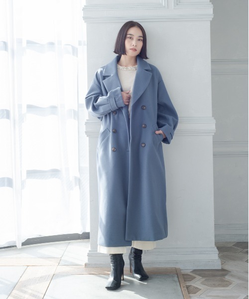 StyleSea（スタイルシー）の「ニットモッサトレンチコート（トレンチコート・レディース・パープル/アイボリー/ブラック/ブルー・MEDIUM）」の11枚目の写真